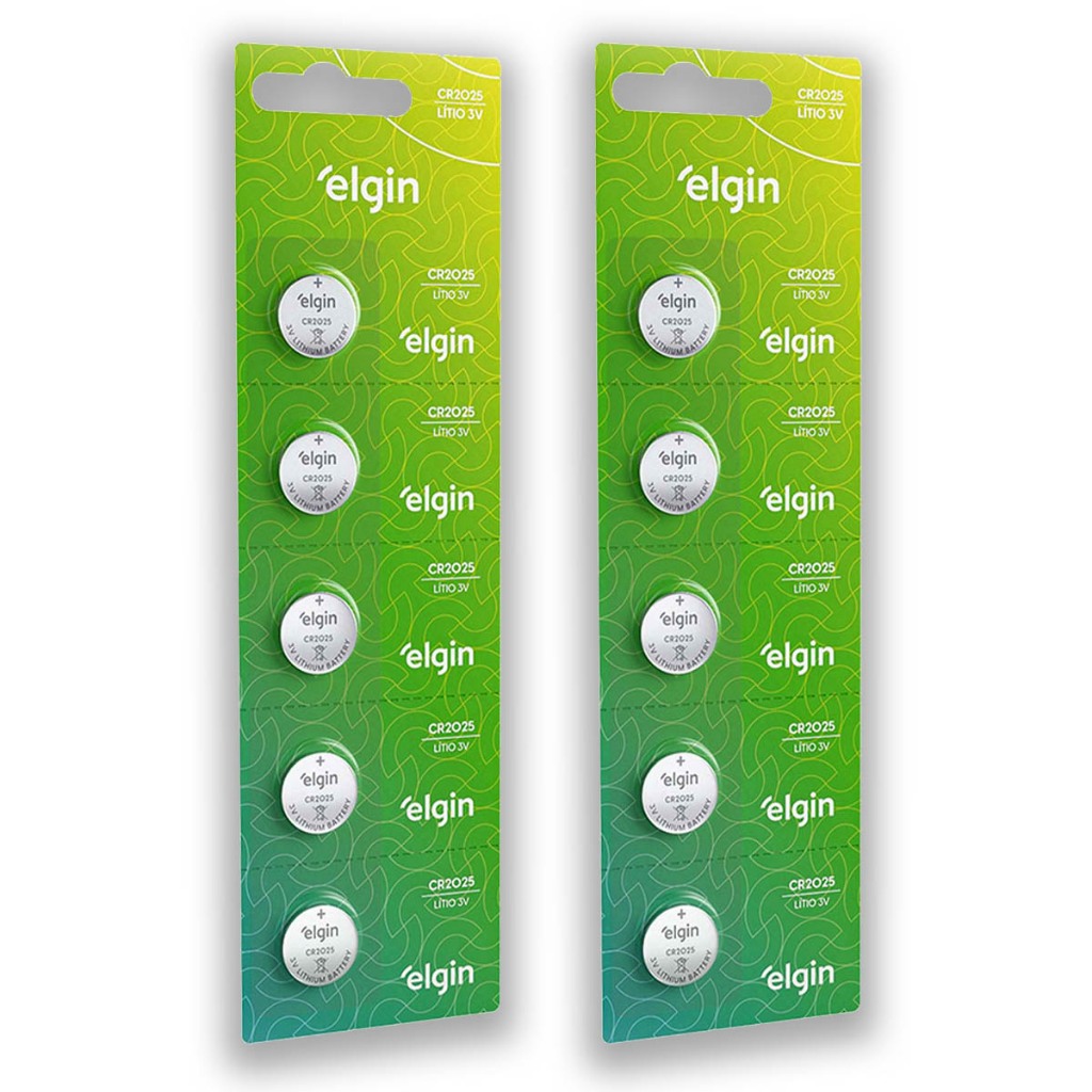 Pilha CR2025 3V Elgin Bateria Moeda kit 10 unidades em Oferta na Shopee