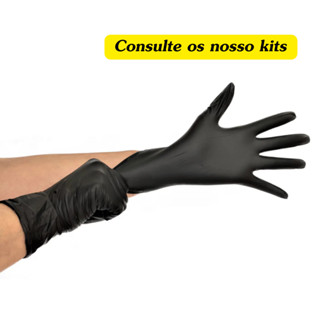 Luva Nitrílica Preta Sem Pó Descartável Tam P, M, G 100un Proteção Descartável Flexível Ajustável em Oferta na Shopee