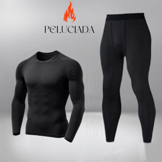 Kit Calça e Camisa Peluciada Térmica Segunda Pele Tecido Flanelado Ideal Para Inverno em Oferta na Shopee