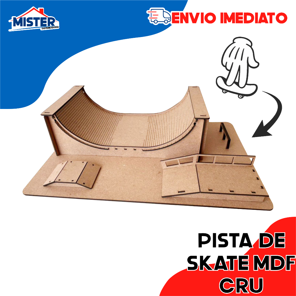 Pista Rampa Skate Dedo MDF CRU - 2.88MM Skate Park Rampa - Brinquedos De Dedo Fingerboard