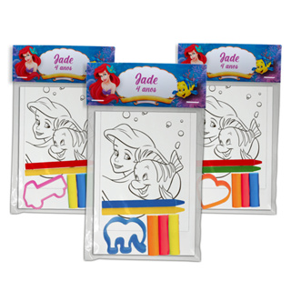 Kit Colorir Premium Personalizado A Pequena Sereia 4 Pg + Giz + Massinha + Molde Festa Infantil em Oferta na Shopee