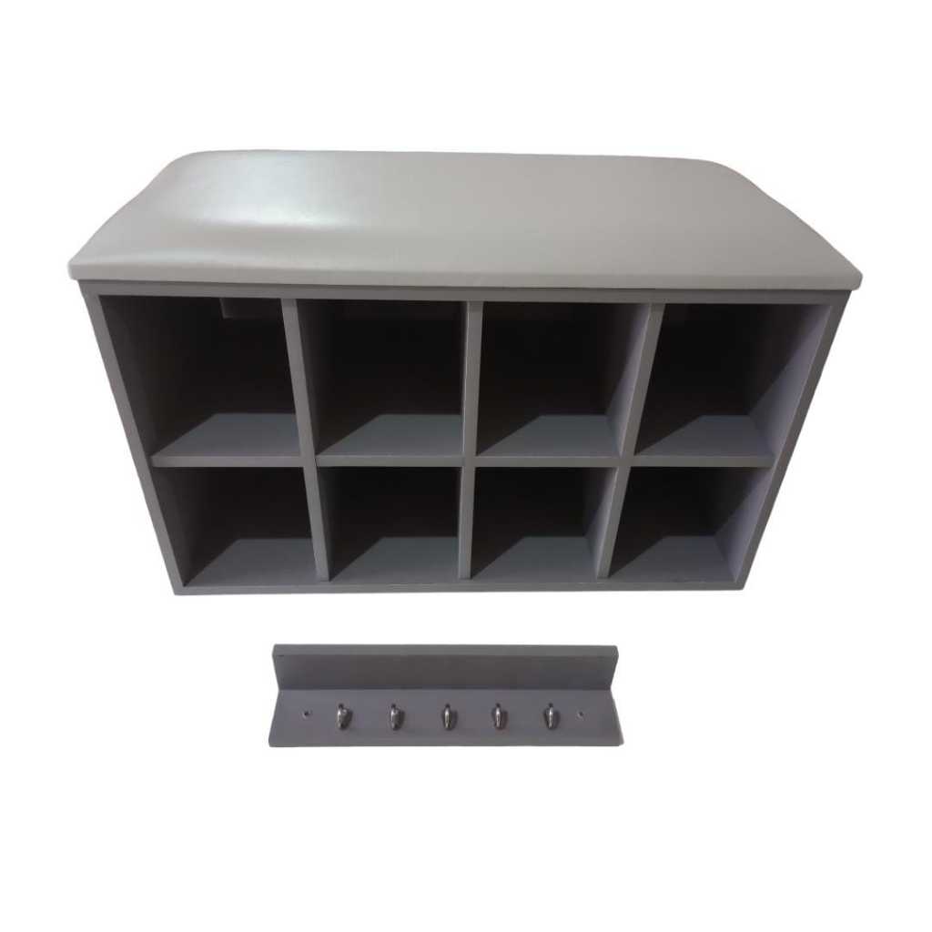 Organizador/puff/banco Sapateira 80cm + Organizador De Molas MDF Cinza