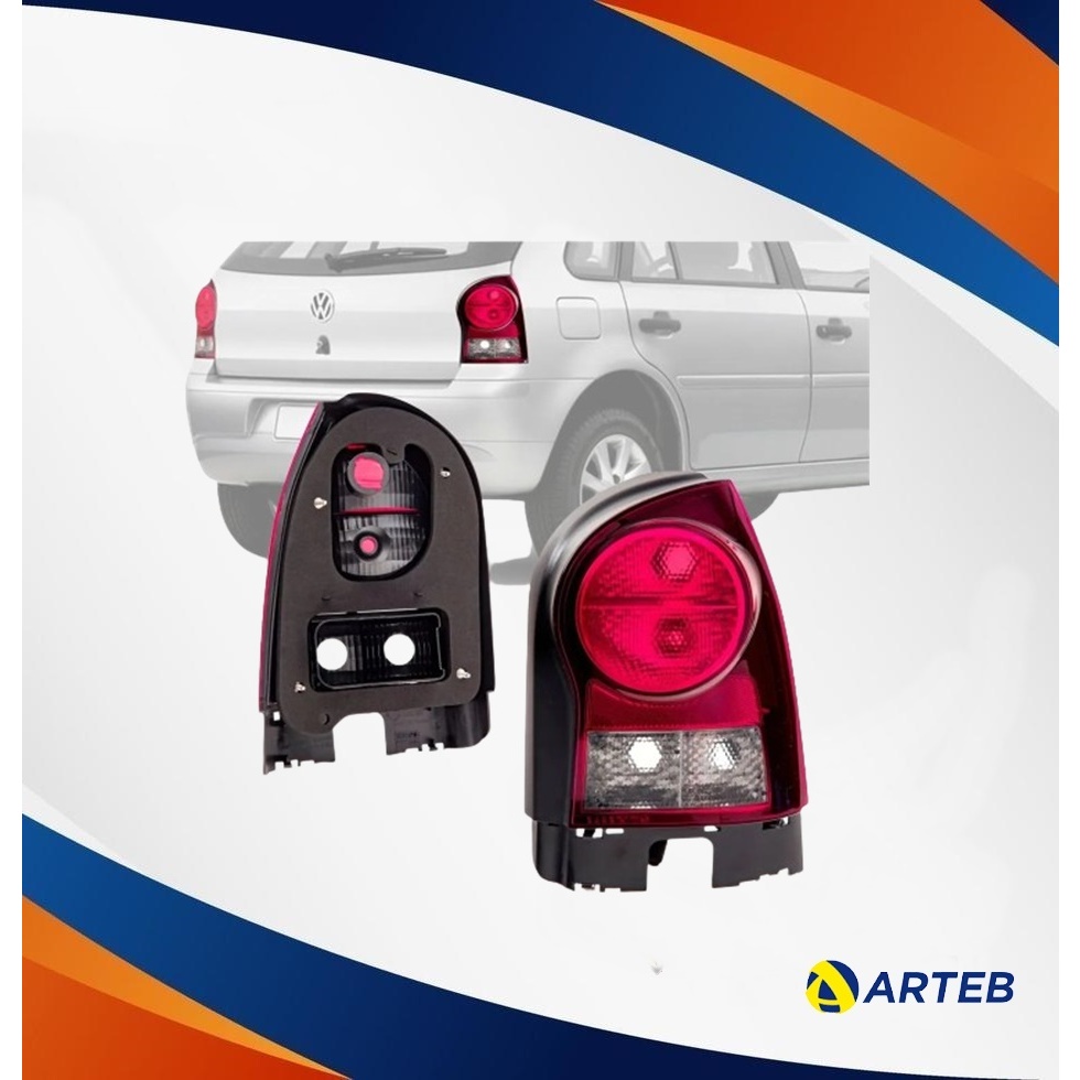 Lanterna Traseira Direito Gol G4 Carcaça Preta Fumê  Marca Arteb Ano:2004 até 2008 Cód:0460374