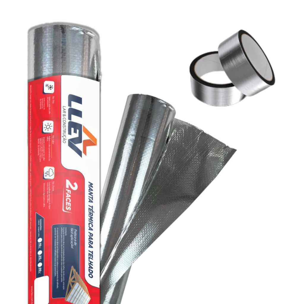 Manta Térmica Dupla Face Premium Bopp 25m² + 2 Fitas de Emenda Metalizadas Telhado