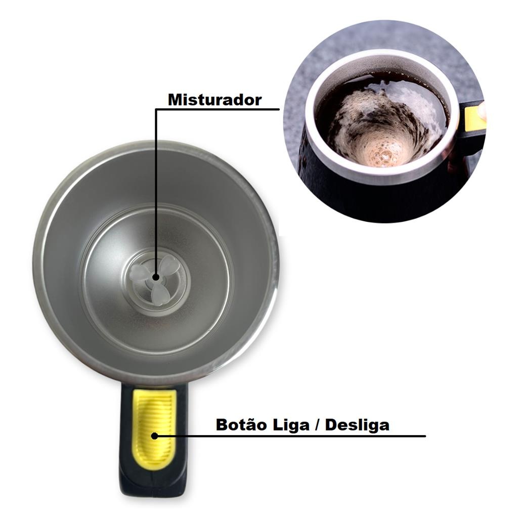 Caneca Copo Isotérmico com Misturador Mixer Com Tampa Antivazamento Aço Inox 400ml