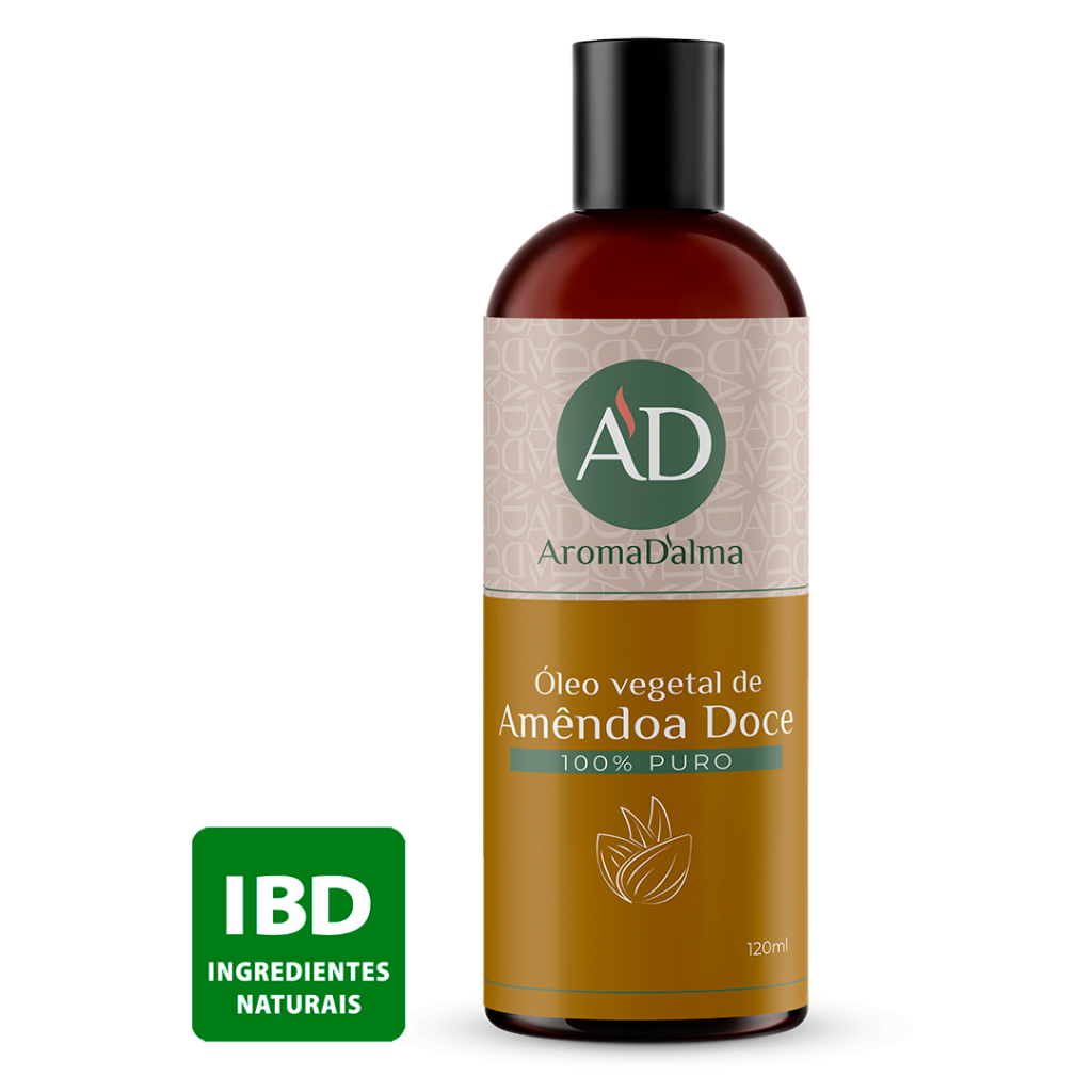 Óleo Vegetal de Amêndoa Doce - Prensado a Frio, 100% Puro e Vegano | Para Corpo e Rosto 120 ml - Aroma D’alma