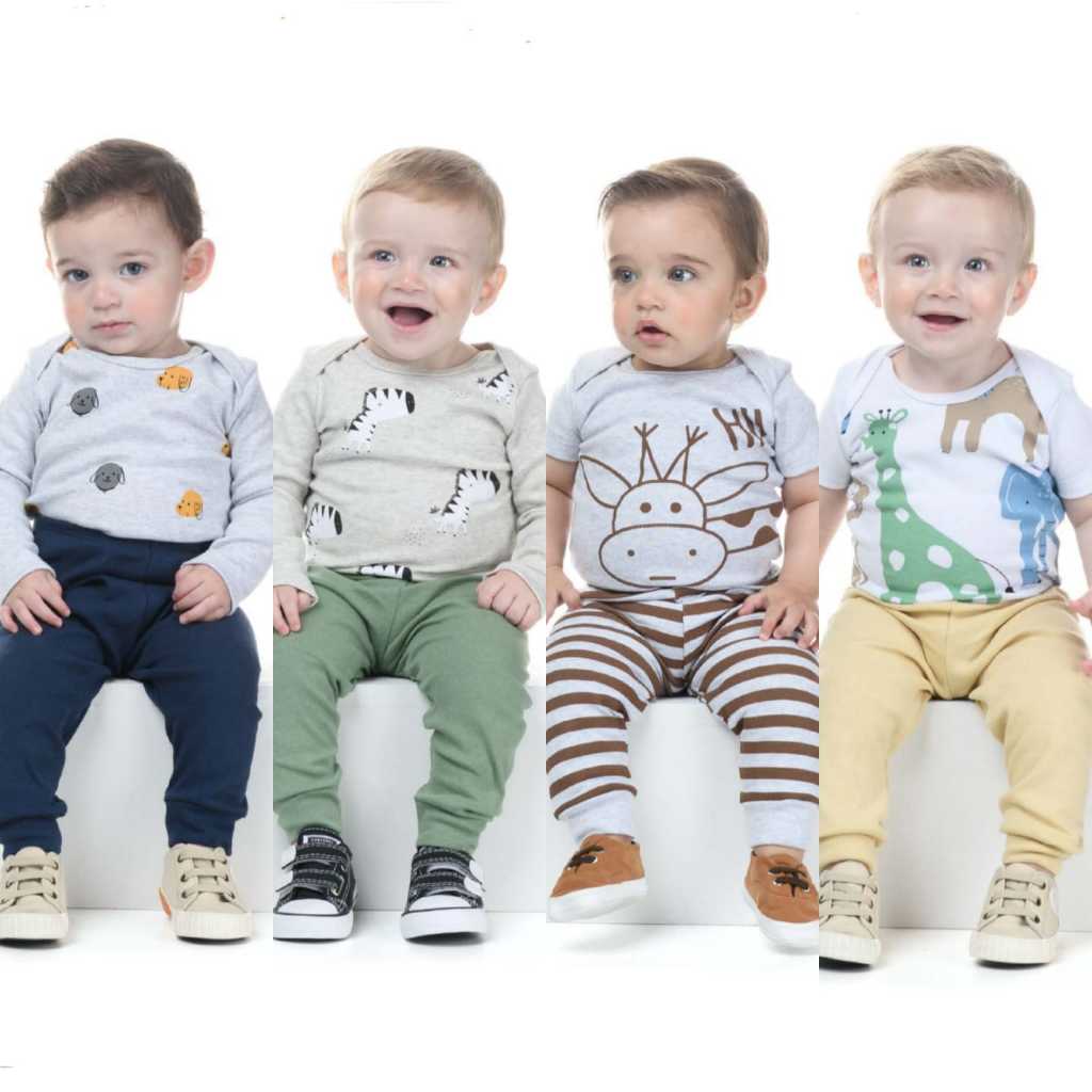 Kit Body Bebê Menino Kit 3 Peças Conjunto 1 Body Manga Longa + 1 Body Manga Curta +1 Calça Mijão Masculino 100% Algodão