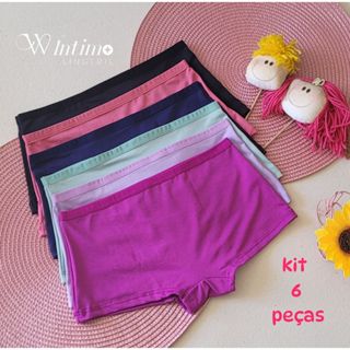 Calcinha boxer feminina infantil menina Juvenil 10 anos Juvenil 12 anos Juvenil 14 anos kit 6 peças em Oferta na Shopee