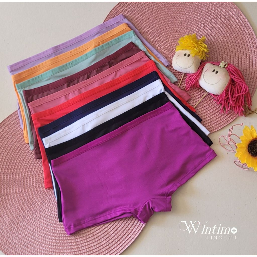kit 3 Calcinhas Menina Moça shortinho conforto Juvenil Infantil 10 a 15 anos Forro Algodão