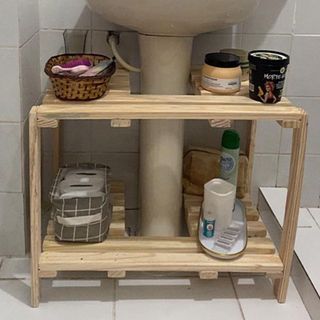Gabinete Banheiro Lavabo Rack Organizador 2 Prateleiras Porta Papel Higiênico em Oferta na Shopee