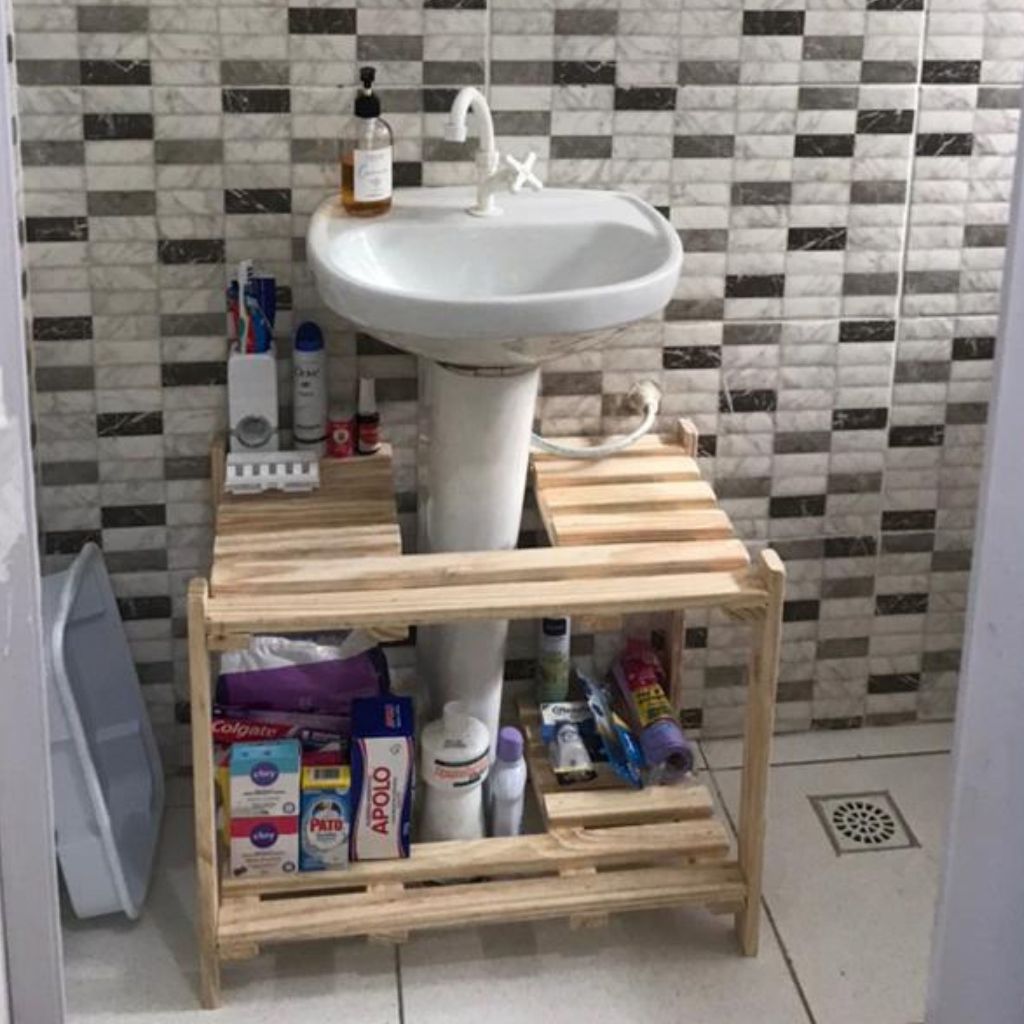 Estante Coluna Pia Banheiro Lavabo Gabinete Rack Organizadora