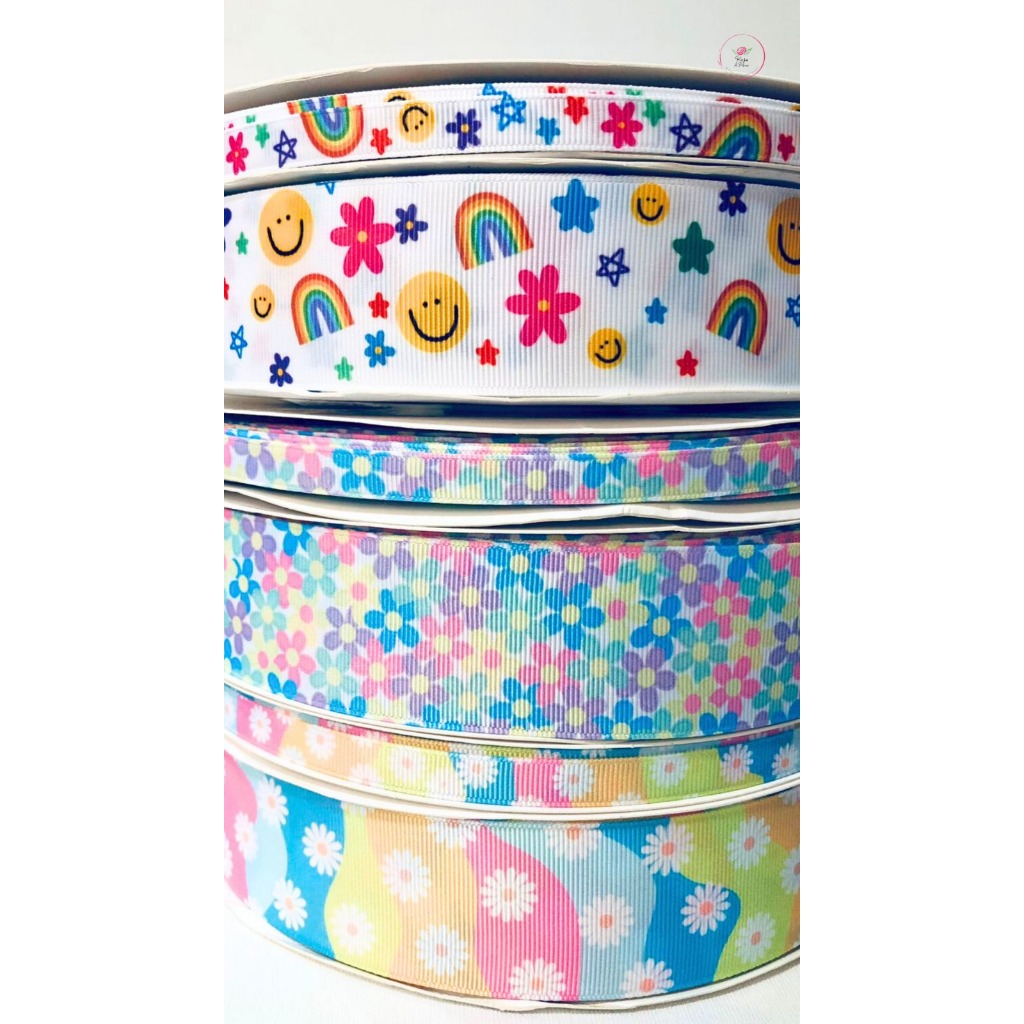 Fita Gorgurão Yama Estampada (Escolha Tipo, Largura e Metragem) para Laços e Tiaras