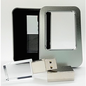 Kit Pen Drive de Vidro + Caixinha  Personalização a partir de 5 peças (KT2)