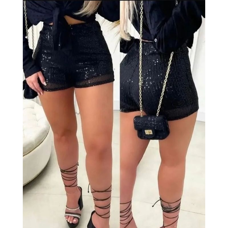 Short Brilhoso Preto: Onde Comprar | BuscaProdutos