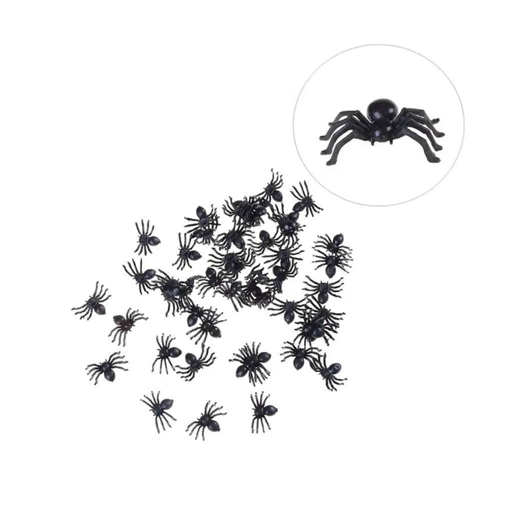 50 Mini Aranhas De Mentira Falsa Brinquedo Pegadinha Susto