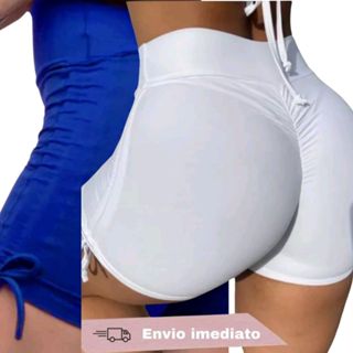 Kit com 2 Shorts Feminino Academia Levanta Empina Bumbum Fitness  e Praia com Drapeados Reguláveis em Oferta na Shopee