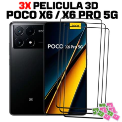 Kit 3 Película 3D Xiaomi Poco X6 / Poco X6 Pro Vidro Temperado Proteção Premium
