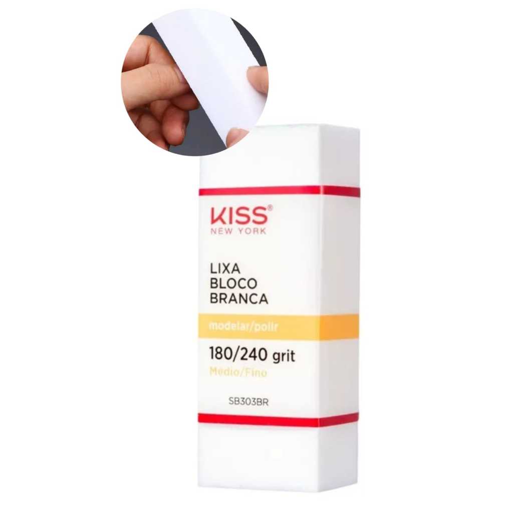 Lixa Bloco 180/240 Kiss 4 Faces Lixa Alongamento de Unha ou Unha Natural - 3 Peças Promoção Envio Rápido