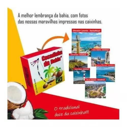 Cocadinha de coco da Bahia Original Doce na Caixinha 12 e 25 Unidades A Melhor Cocada da Bahia.