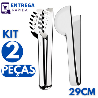 Kit 2 Peças Pegador de Massa e Pegador Universal de 29cm em Inox em Oferta na Shopee