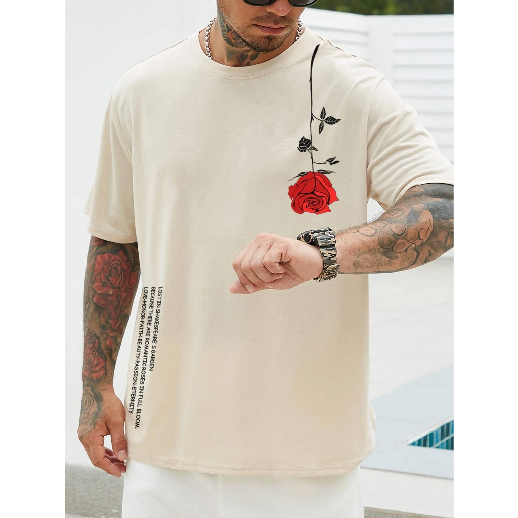 Camiseta Masculina Floral  Manfinity T-shirt 100% Algodão