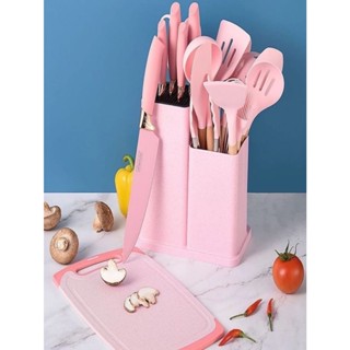 Kit Completo Jogo Utensílios de Cozinha Luxo 19 Peças Com Tábua em Silicone Espátula Faca ...