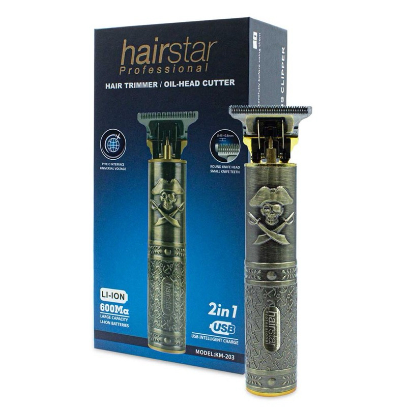Máquina de Acabamento Aparador Profissional Cabelos Barba Hairstar KM-203 em Oferta na Shopee