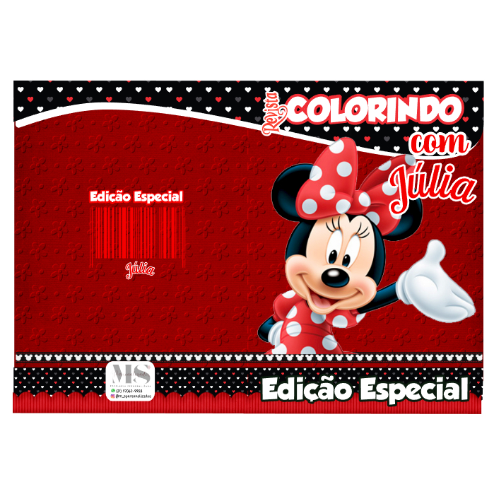 10 Livros para Colorir/Revistinha de Colorir personalizada - Tema Minnie