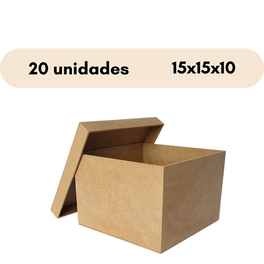20 caixa mdf crú 15x15x10 lisa em Oferta na Shopee