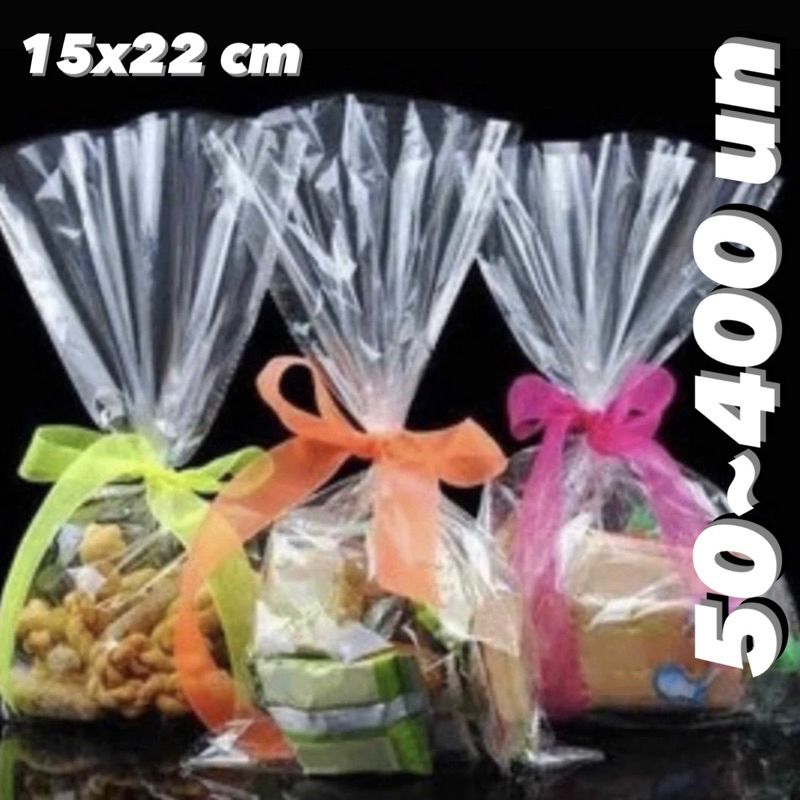 50~400 saco celofane 15x22 bopp transparente em Oferta na Shopee