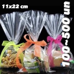 100~500 SACO PRESENTE CELOFANE BOPP 11x22 CENTÍMETROS TRANSPARENTE //
