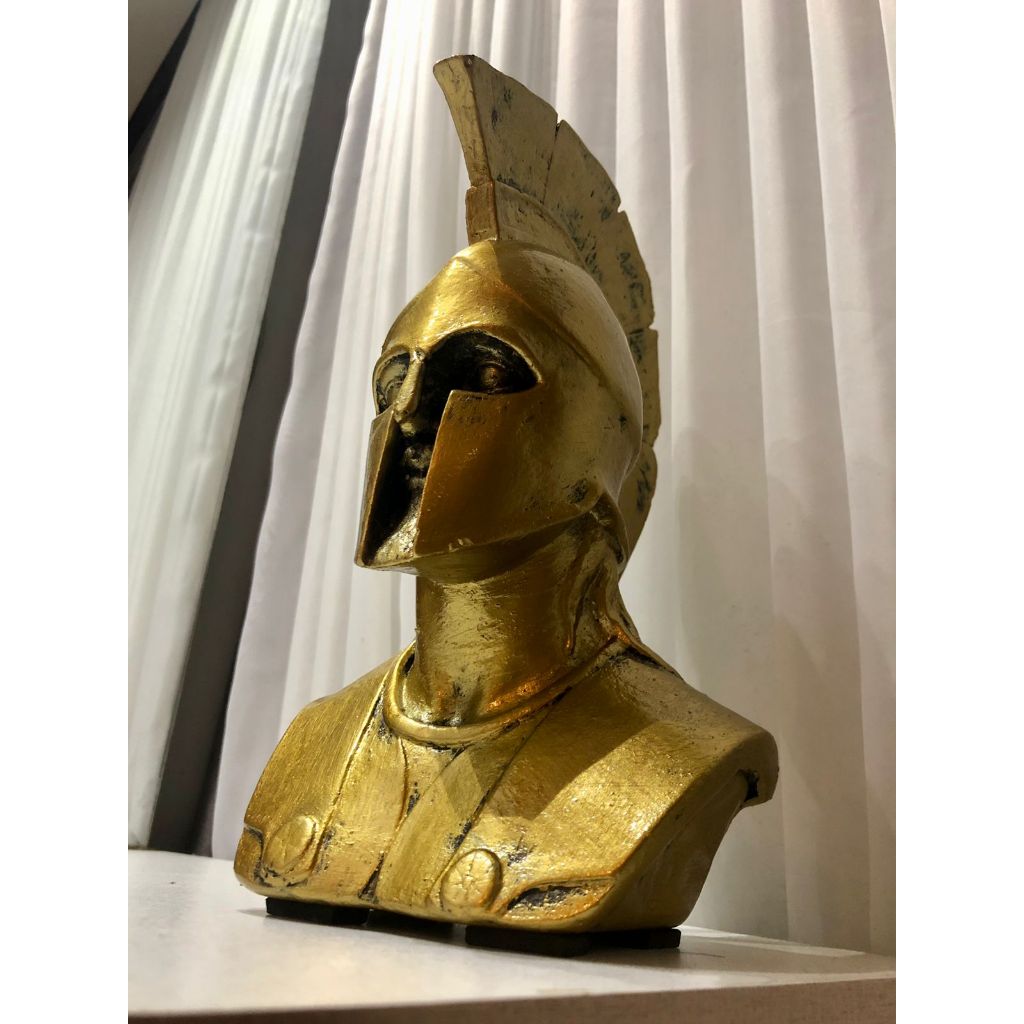 Estátua Busto De Espartano Leonidas De Guerreiro Antigo Ouro