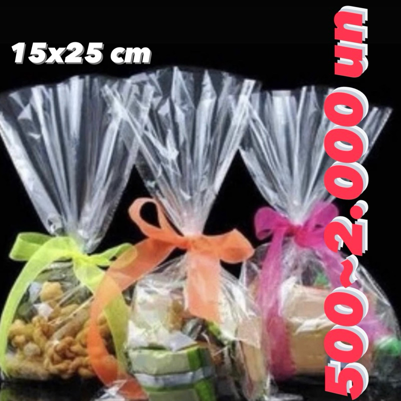 500~2000 Saco Presente Celofane bopp 15x22 centímetros INCOLOR OFF - Stationery