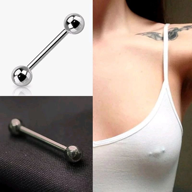 Kit 2 Piercing de mamilo reto 18mm aço cirúrgico 2 unidades em Oferta na Shopee