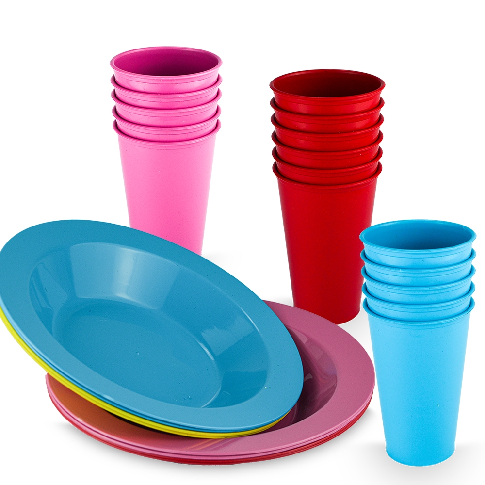 Kit Merenda Escolar 5 copos+5 pratos.