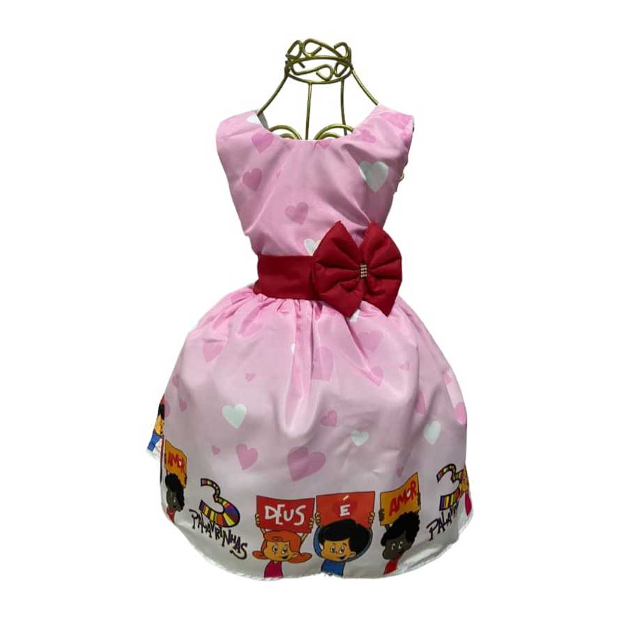 Vestido Infantil Temático TRES PALAVRINHAS Aniversários e Festas.
