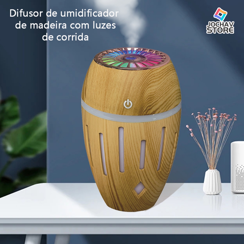 Mini Umidificador De Ar Para Carro Portátil Purificador Grão De Madeira Spray Aromatizador Ambiente Difusor Luminária