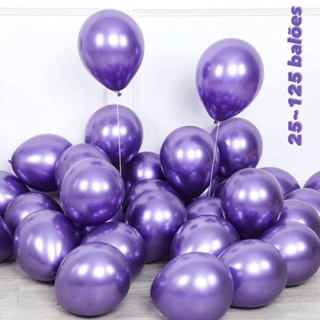 25~125 unid Balão pic pic platino cromado metalizado N°5” VIOLETA OFF em Oferta na Shopee
