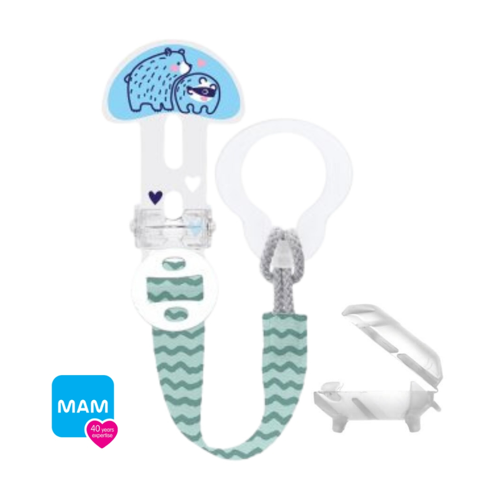 Prendedor de Chupetas MAM com Protetor de Bico de Chupeta CLIP IT & Cover ! c/ Anel Silicone Bico Infantil Bebê Meninos