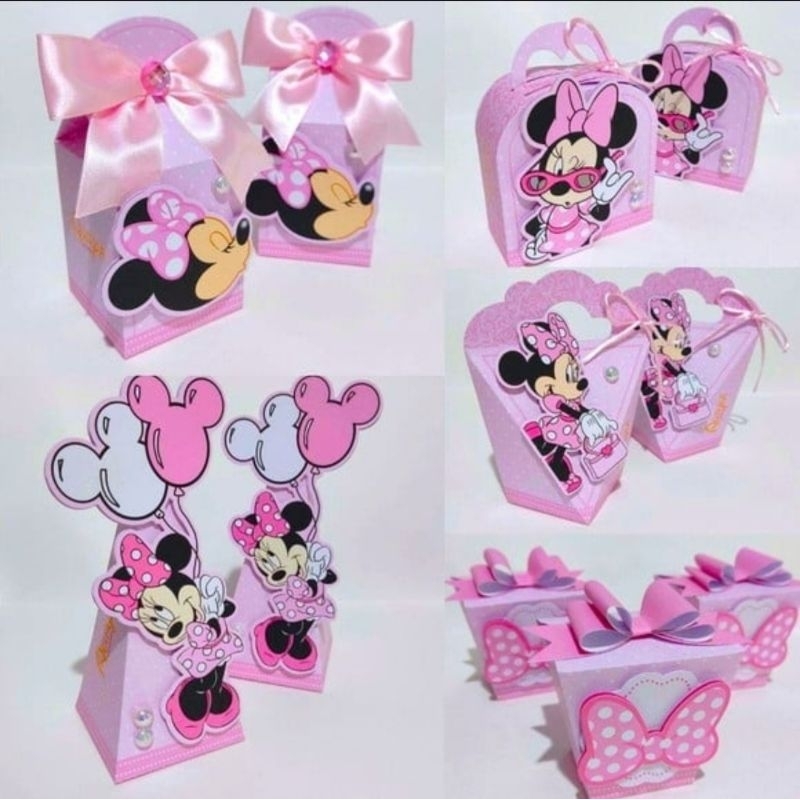 PEGUE E MONTE -PEGUE E MONTE - Kit Caixinhas Personalizadas Festa Aniversário  Minnie Rosa