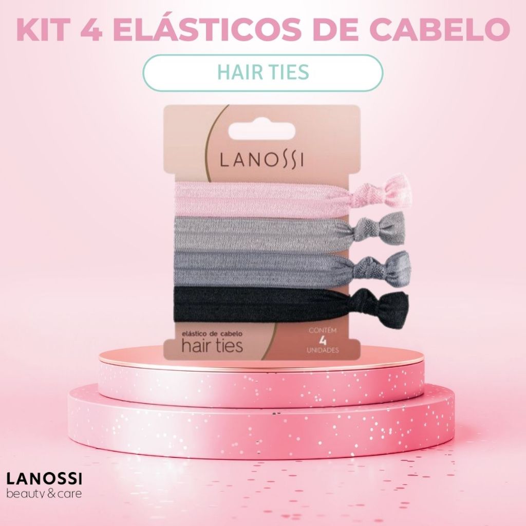 Kit 4 Unidades De Elástico De Cabelo Pulseira Hair Ties Silver Lanossi LS2514 1x10x6