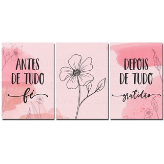 Quadro Decorativo Antes de Tudo Fé Flor Minimalista Abstrata Desenho Depois de Tudo Gratidão Sala Quarto Plac Lindo Rosa em Oferta na Shopee
