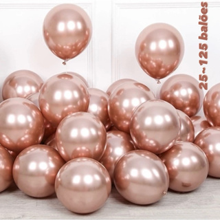 25~125  unid Balão pic pic platino cromado metalizado N°5” ROSE GOLD OFF em Oferta na Shopee