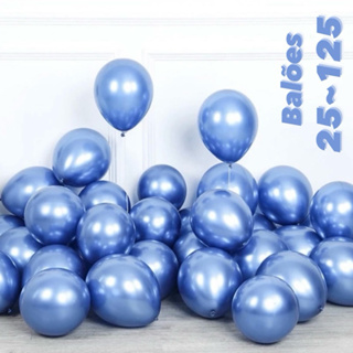 25~125 unid Balão pic pic platino cromado metalizado N°5” AZUL OFF em Oferta na Shopee