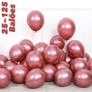 25~125  unid Balão pic pic platino cromado metalizado N°5” VERMELHO OFF em Oferta na Shopee