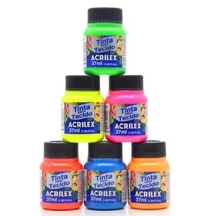 Tinta Tecido Neon Florescente 37ml - Acrilex em Oferta na Shopee