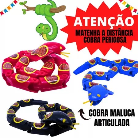 kit c/4 Cobra Maluca Articulada Plástico Brinquedo Kit Festa Lembrancinha Prenda