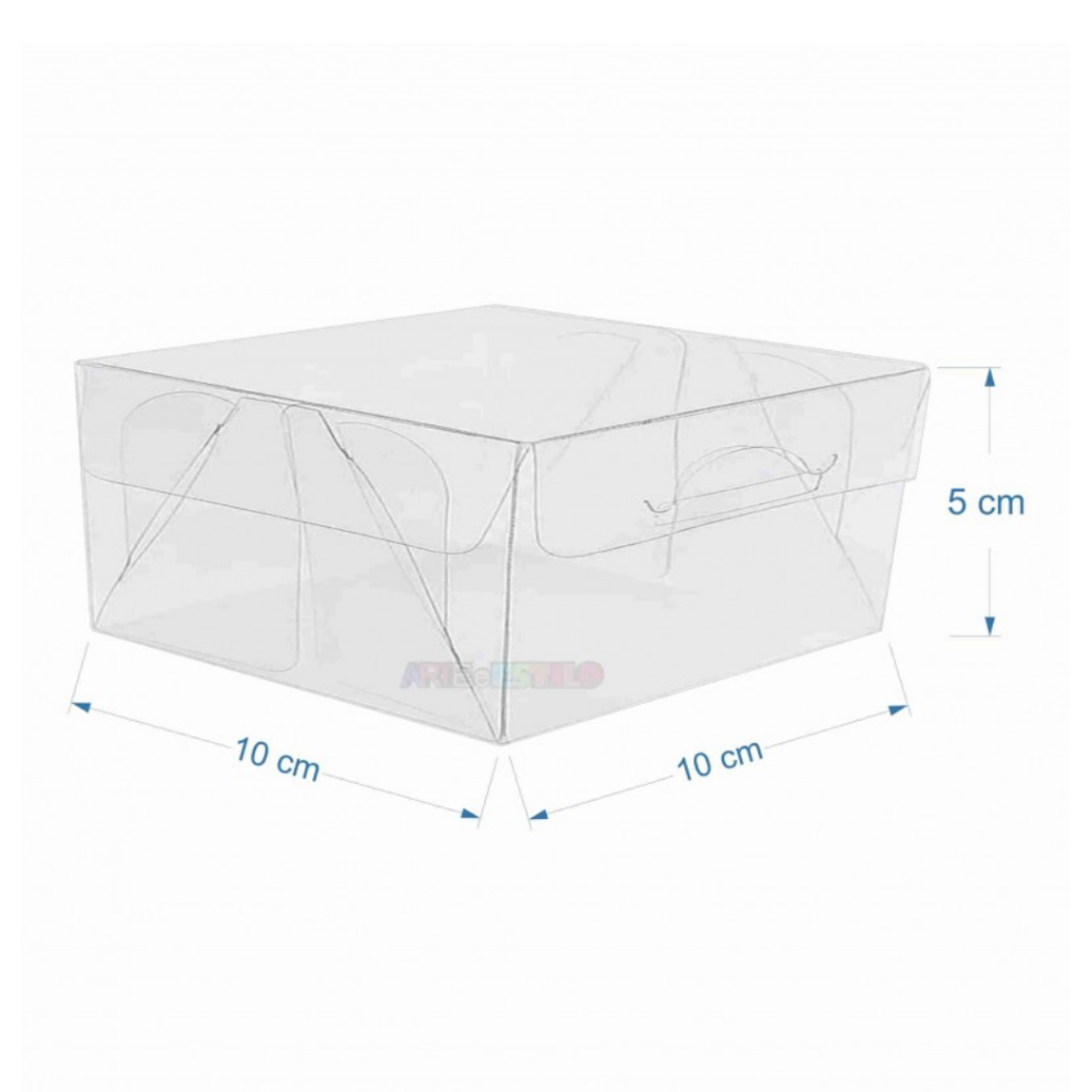 50 Caixas Acetato 10x10x5 Cm Transparente Tampa C/ Fecho