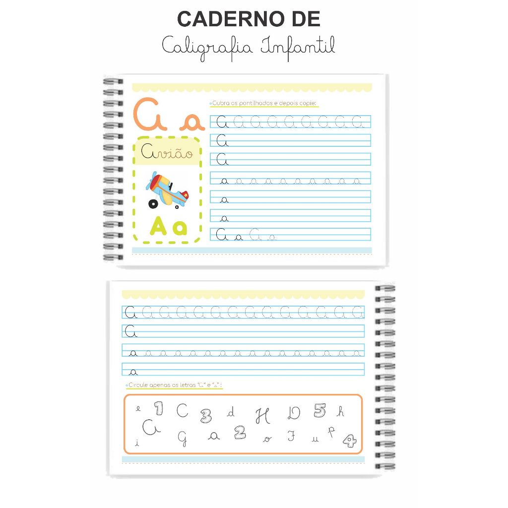 Caderno De Caligrafia Infantil Colorida Letra Cursiva