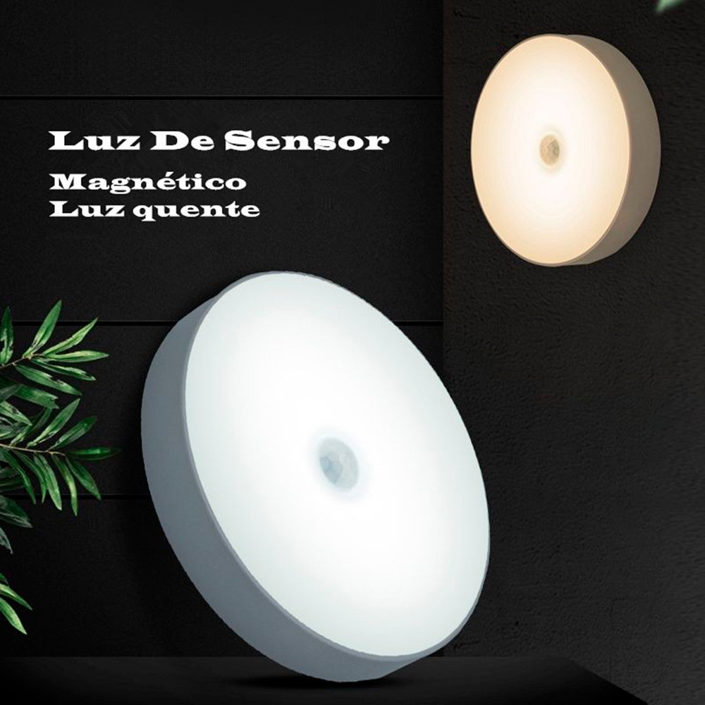 Lâmpada de Parede com Sensor de Movimento de 8 LEDs Recarregável por USB para Iluminação de Escadas